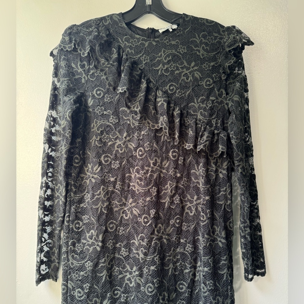 Ganni Flynn Mini Lace Dress in Dark Green Size 34/4 - Picture 7 of 9